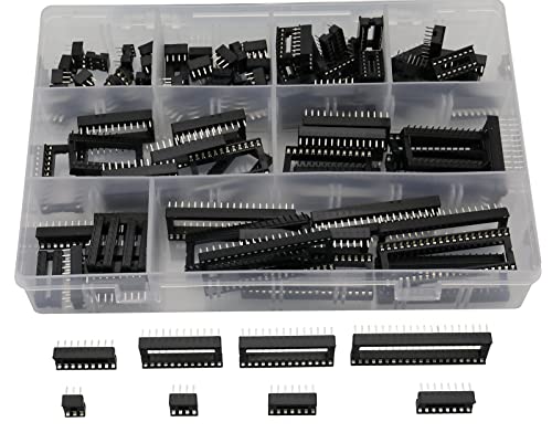 110pcs 2.54mm Pitch DIP IC Sockets Type Adaptor Set 6,8,14,16,18,24,28,40 Pin