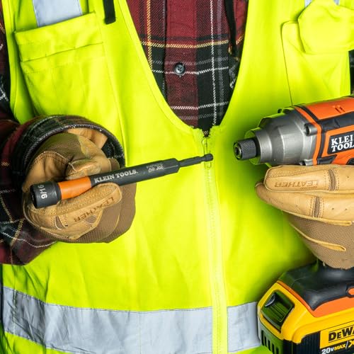 Klein Tools 32930 SAE Magnetic Impact Nut Setter Set, 6-Piece Color Coded Power Nut Driver with Extended Reach, 6 SAE Sizes 6-Inch / 6-Piece Set, SAE, Extended