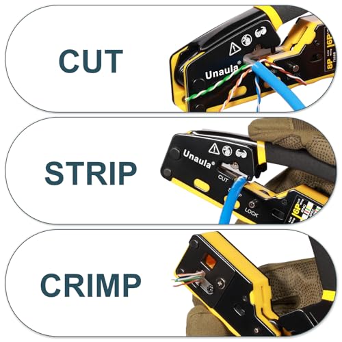 RJ45 Crimp Tool Pass Through Ethernet Crimper Kit Cat5 Cat6 Crimping Tool Kit, Ethernet Crimping Tool Kit RJ45 Crimper