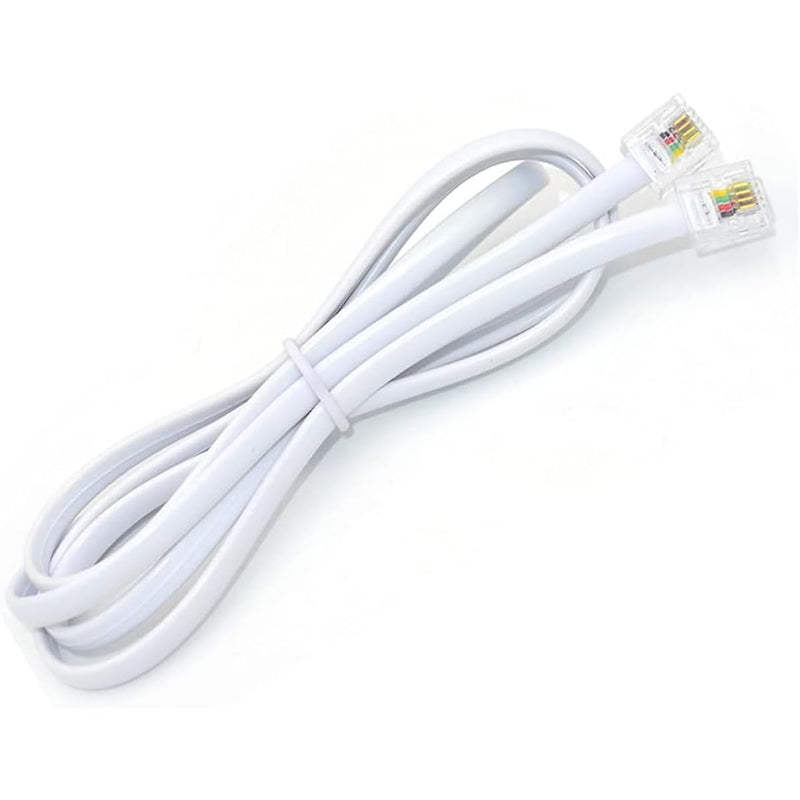 NEORTX 5ft White RJ11 Male to Male Telephone Cable for Landline, Fax, Modem & Answering Machine