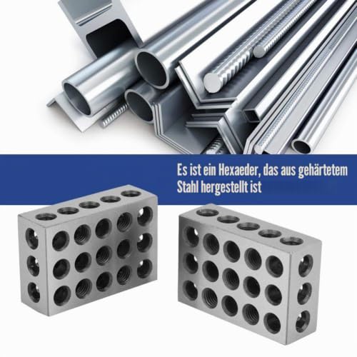 Yosoo Health Gear Parallel Blocks, 1-2-3 Clamp Blocks, Hardened Precision Steel, 23 Holes for Milling Machine