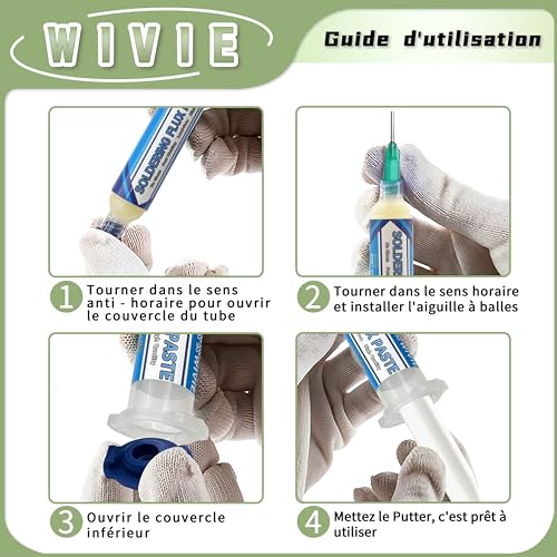 Solder Paste Flux Lead Free No-Clean Solder Paste Flux for Repair SMD/PCB/IC/BGA, Supplied by WIVIE (4 Packs) 40cc