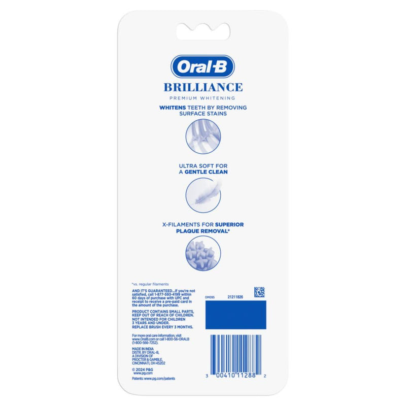 Oral-B 3D White Brilliance toothbrushes,Toothbrush Extra Soft,Tough on Plaque,Gentle on Gums,whitening Tooth Brush,(Pack of 8) 1 Count (Pack of 8)