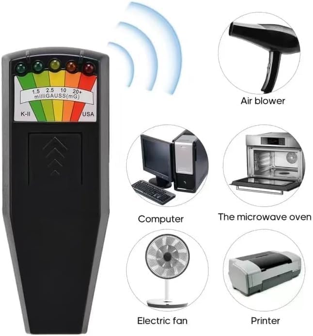 K2 EMF Meter, Handheld Electromagnetic Radiation Detector, 5 LED Display EMF Detector for Ghost Hunting, Magnetic Field Monitor 50Hz - 20,000Hz, Portable EMF Meter for Home, Office and Paranormal U