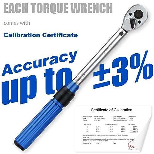 BULLTOOLS 3/8-Inch Drive Click Torque Wrench, Dual-Direction 72-Tooth Torque Wrench Set 7.4-44.3 FT.LB/10-60 Nm Dual Range Scales Torque Wrench for Bike, Motorcycle, Car Spark