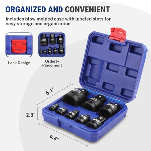 WORKPRO 8-PC Impact Socket Adapter Set with Case, CR-MO Steel