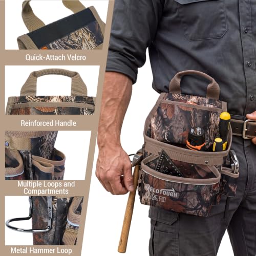 MELOTOUGH Tool Pouch with Belt Hammer Holder Small Nails Screws Pouch Tool Pouch with Hammer Loop