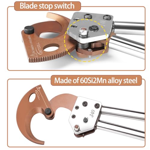 BETOOLL Heavy Duty Aluminum Copper Ratchet Cable Cutters up to 300mm² Wire Cutters 600mcm