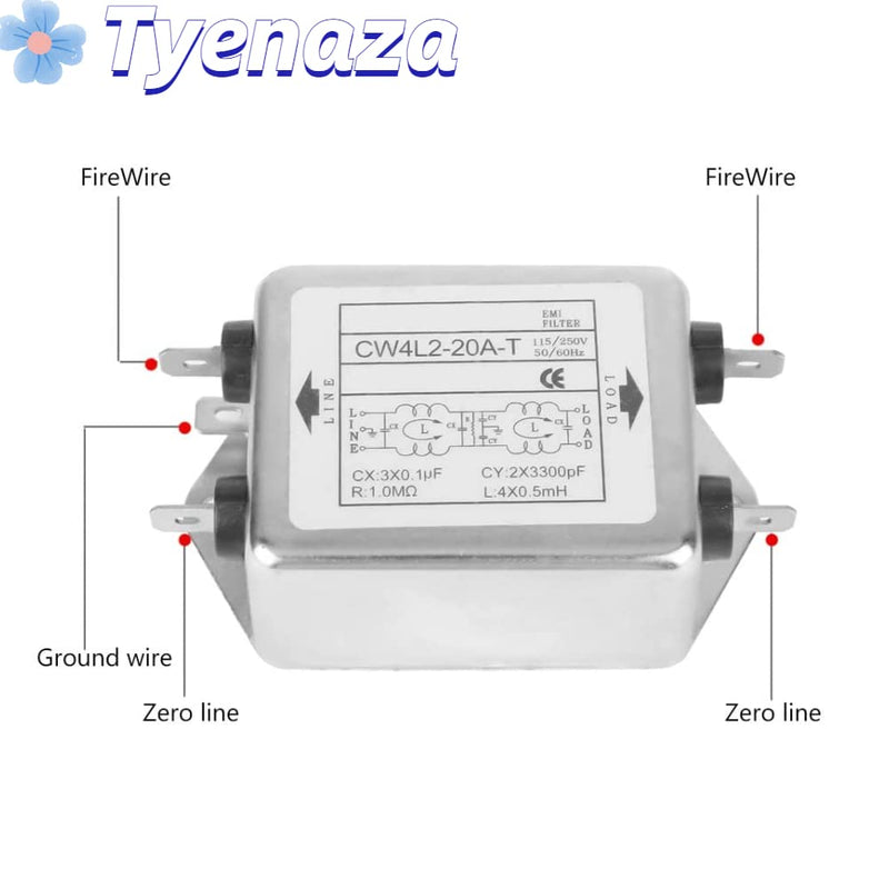 Line Filter 230V, Power Emi Filter 20A, CW4L2-20A-T, Line Filter Single Phase Filter, EMI Power Filter, 115V/250V 20A 50/60Hz, Electromagnetic Interference Filter