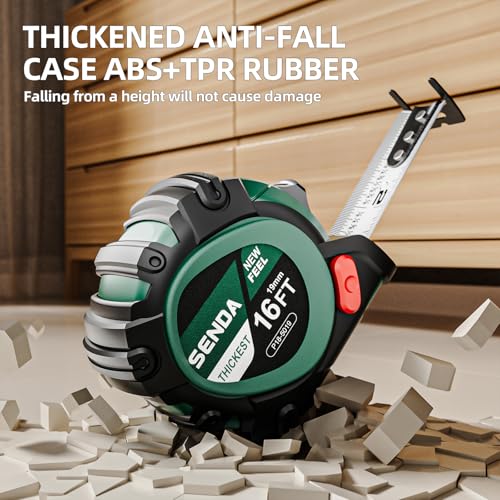 4 Pack Tape Measure 16Ft - Heavy Duty Tape Measure with 25mm Wide with Three Stops, High Precision Measuring Tape Retractable Measuring Tape, Rubber for Comfortable Grip, Fraction Markings 16 FT Green 4