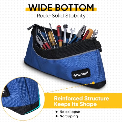 TICONN 9PK Tool Pouches with Zipper, Waterproof 1680D Oxford Small Tool Bag Colored, 9 Pack Combo