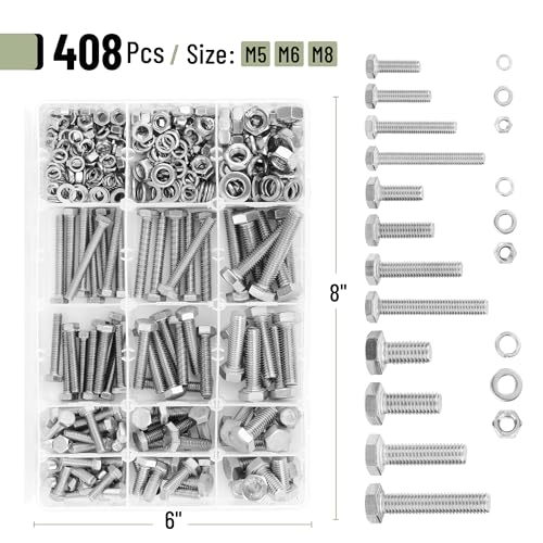 Mr. Pen- Stainless Steel Nuts and Bolts Assortment Kit, 408 pcs