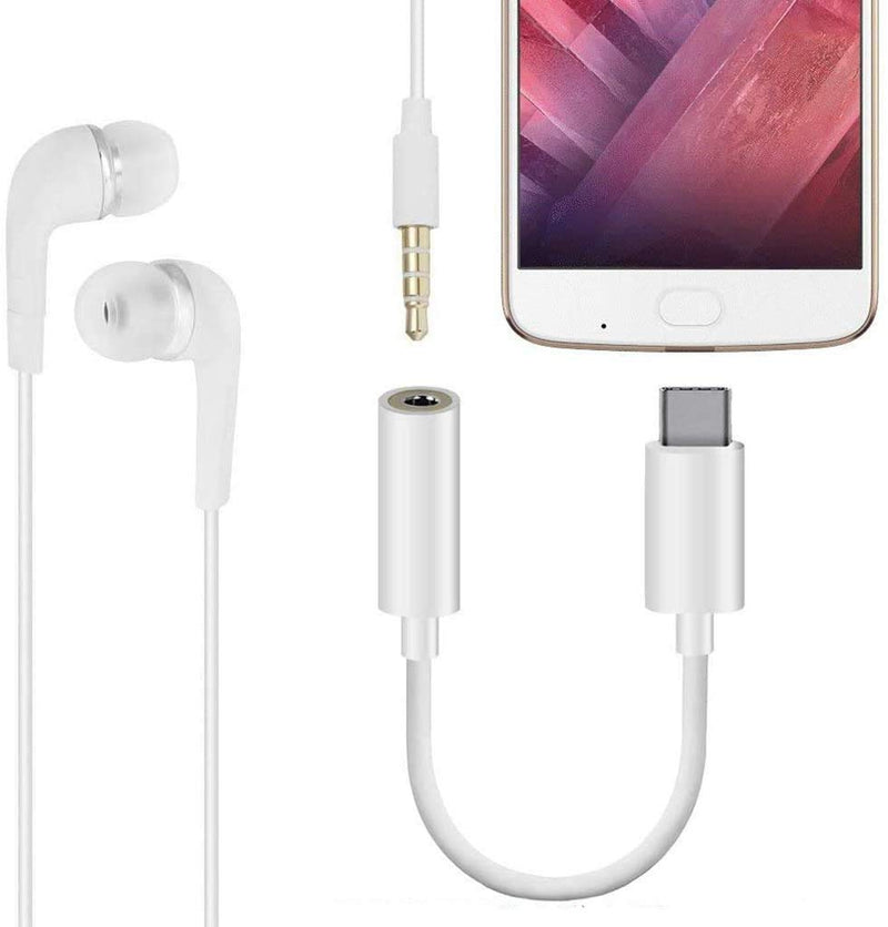 2 Pack USB C to 3.5mm Headphone Jack Adapter Type C Port Audio Aux Cable Dongle Compatible with iPhone 15/15 Plus/15 Pro/15 Pro Max/iPad/Pixel, Samsung Galaxy S23 S22 S21 S20 Ultra Z Flip/Note White