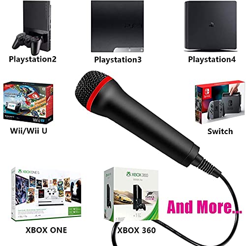 2Pack 13ft Wired USB Microphone for Rock Band, Guitar Hero, Let's Sing - Compatible with PS2, PS3, PS4, PS5, Switch, Wii, Wii U, Microsoft Xbox 360, Xbox One and PC