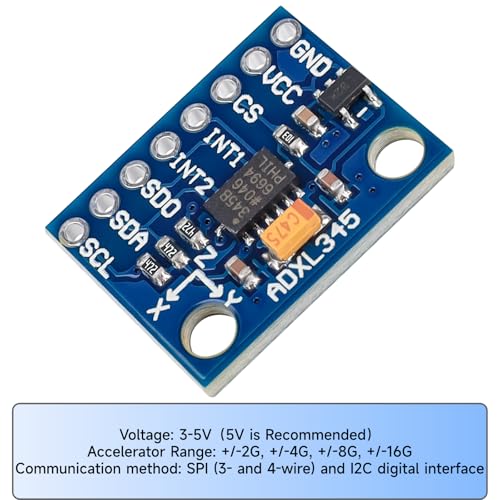 ADXL345 Accelerometer Module with 10cm Cable, 3-Axis Digital Gravity Acceleration/Tilt Module IIC/SPI Transmission Compatible with Arduino - Pack of 2