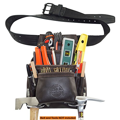 Graintex PS1234 10 Pocket Leather Tool Pouch + McGuire-Nicholas 2 3/4" Oil Tanned Leather Work Belt
