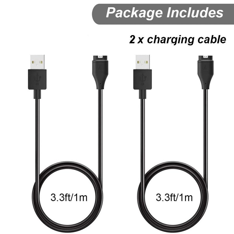 Charger for Garmin Forerunner 45 55 245 255 265 745 945 955 965, Approach S10 S12 S40 S42 S60 S70, Vivoactive 3 4 4S, Instinct, Venu 2 2S Plus, Fenix 7 7S 7X 6 5 Charging Cable [2Pack, 3.3ft/1m] (2)