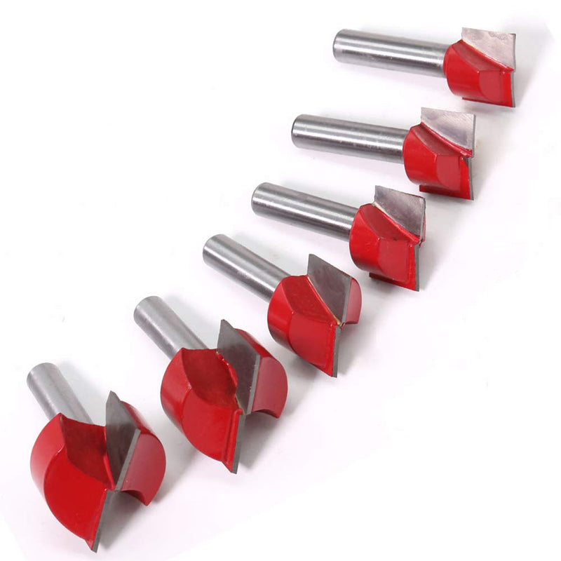 ASNOMY 8mm shank floor cleaning milling cutter set, 6 pieces milling cutter end mill woodworking tool bit, double-edged face milling cutter- 18/20/ 22/25/30/32mm 6pcs-18/20/ 22/25/30/32mm