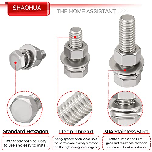 Metric Bolt Assortment, 244PCS M3 M4 M5 M6 M8 M10 Hex Bolts and Nuts Kit, 10-50mm Stainless Steel Bolts and Nuts Kit, Flat Hex Head Screws Bolts Nuts, Lock and Flat Gasket Washers Assortment Kit A. M3 M4 M5 M6 M8 M10