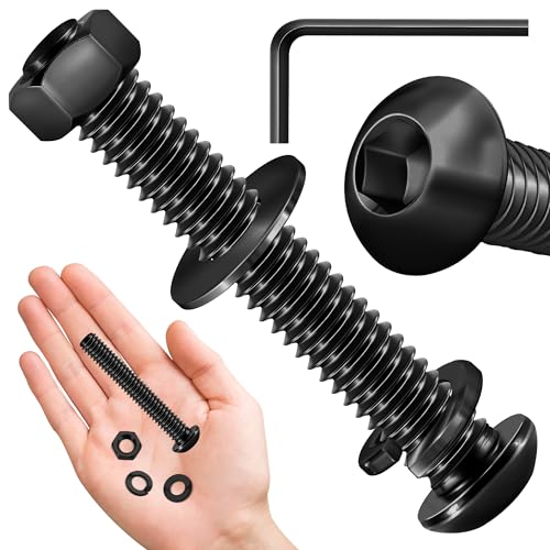 Mywish 20Set 1/4-20 Bolt Socket Cap Bolts, 1-3/4" Button Head & (20Sets) 1/4-20 x 1-1/4" Flat Head Socket Cap Screws Bolts and Barrel Nuts Kit, 304 Stainless Steel Black Oxided Fully Thread 1/4 Furnit