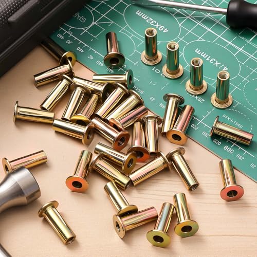 100 Pcs 5/16-18 Rivet Nuts, Multi Grip Threaded Insert Nut Kit, Zinc Plated Steel Flat Head Nutserts for Sheet Metal, Automotive, DIY Repair 100