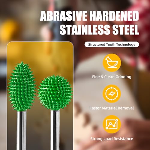 CAELUM Tungsten Carbide Rotary Burr 1/4", 2 Pcs Very Coarse Carving Bit 2pcs-Sphere, Flame