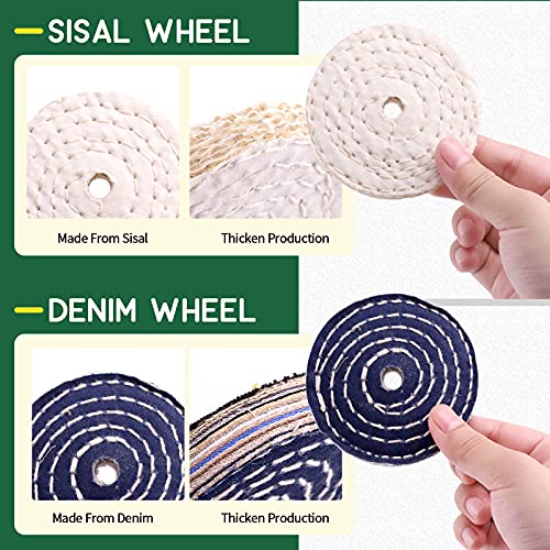 Keadic 18 Pcs Buffing Polishing Wheel Kit 3 pcs Polish Compound, Soft/Fine/Medium/Coarse/Rough Buffer Wheels with 3/8" Arbor Hole Arbor Hole for Bench Grinder