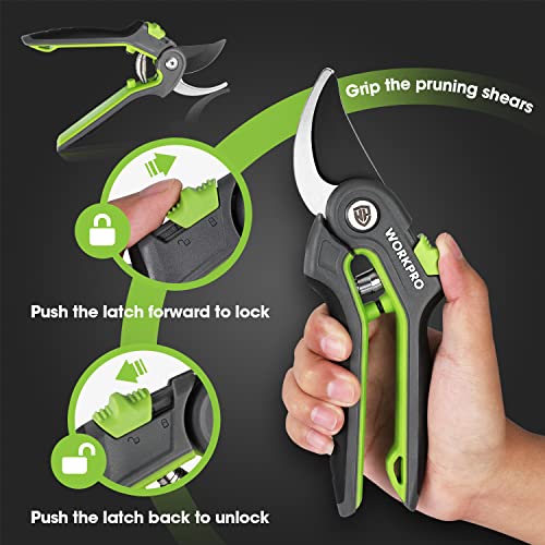 WORKPRO 8’’ Bypass Pruning Shears & WORKPRO Hori Hori Garden Knife，Stainless Steel Blade, Ideal for Weeding, Planting, Digging