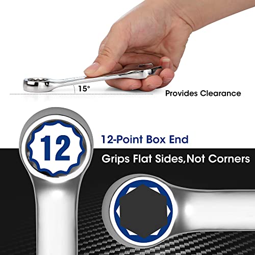 WORKPRO 12PCS Stubby Combination Wrench Set with Storage Box, Metric 8-19mm Combination Wrenches