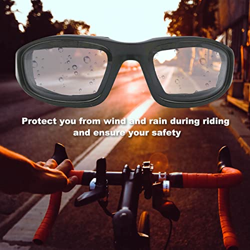 3 Pairs Motorcycle Riding Glasses Foam Padded Eyewear Goggles UV Protection Anti-Wind Dustproof Motorcycle Sunglasses for Outdoor Activities Sports-Clear Yellow Smoke