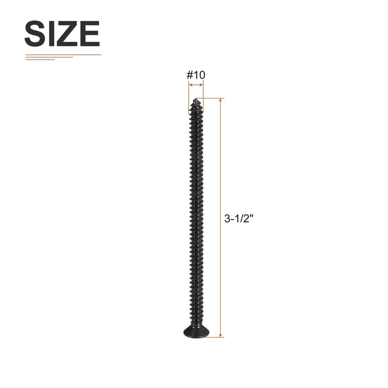 DTGN 100Pcs #10x3-1/2 Flat Head Wood Screws, 304 Stainless Steel Phillips Self Tapping Screws - Good for Woodworking, Furniture - Black #10x3-1/2" 100