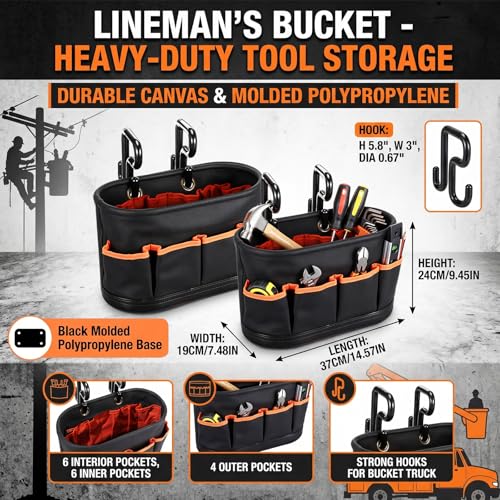 Bucket Truck Accessories, Tool Bag Organizer with 2 Hook, 1 Pcs
