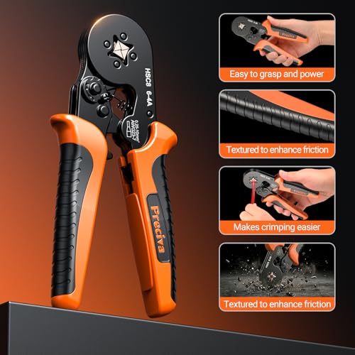 Preciva 2100PCS Ferrule Crimping Tool Kit, AWG 23-7 (0.25-10mm²) Self-Adjusting Ratchet Ferrule Crimping Tool with Storage Case - Quadrilateral Wire Crimp Pliers for Electrical, Car, Audio & DIY
