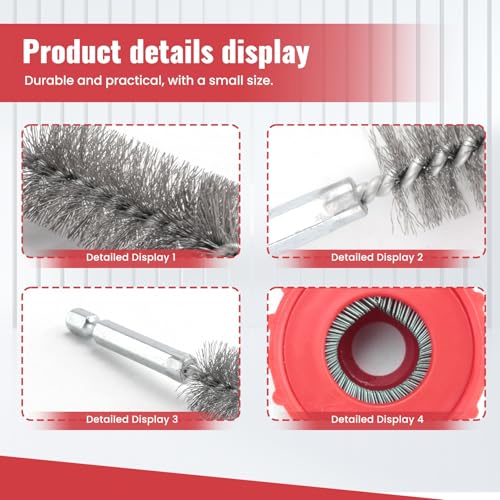 Copper Pipe Cleaner Set for Power Drill, Tube Cleaning Brush, Cleans Copper Pipes Tubes and Fittings for Soldering