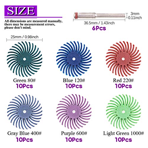Swpeet 118Pcs Buffing Wheel Assortment Kit, Including 60 1" Gap Polishing Pad 40 Silicone Rubber Polishing Wheels 18 Shanks, Rotary Tools for Cleaning Finishing Deburring