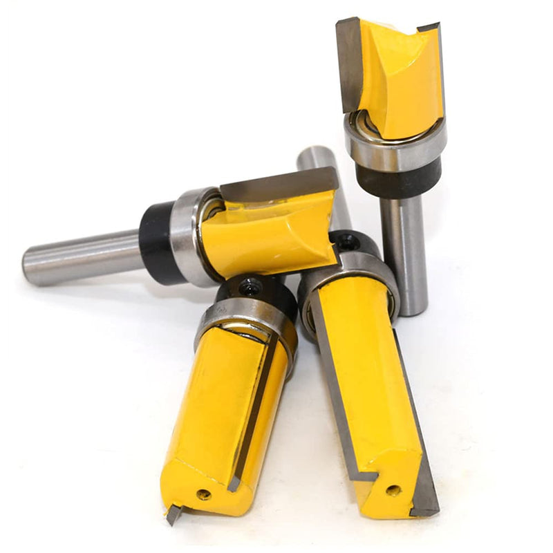 ASNOMY 4pcs flush cutter with 8 mm shaft, copy router, groove cutter, rod cutter, made of steel, wood cutter, professional cutter, woodworking cutting tool, wood cutter router bit