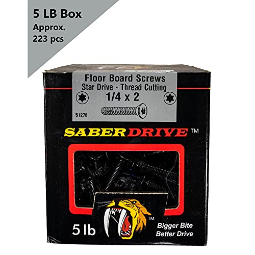 5/16" x 2-1/4" SaberDrive Type F Thread Cutting Trailer Floorboard Screws 5LB, Flush Finish in Wood, Reliable Easy Deck Replacement, Interior Applications, Approx. 105 Pieces