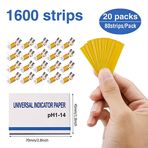 pH Test Strips, 1600 Strips Full Range Soap Making Testing Strips 20