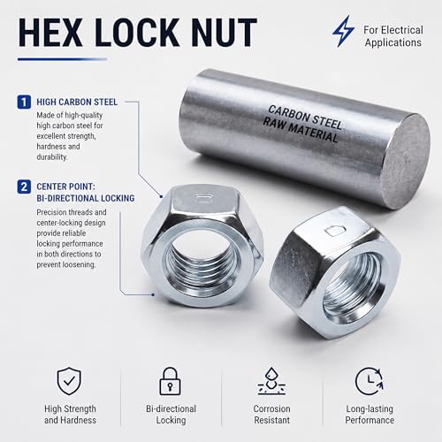 100Pcs 1/2-13 Hex Nuts Carbon Steel Hardware Nuts 100