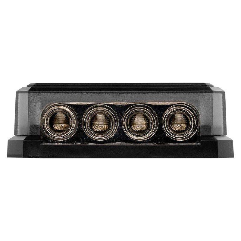 DS18 DB2040 Distribution Block 2X 0-GA in 4X 0-GA Out - Nickel Plated - Power Ground Distribution Block - Ground Distributor Block for Car Audio, RV, Motorcycle - 2X 0 Gauge in to 4X 0 Gauge Out