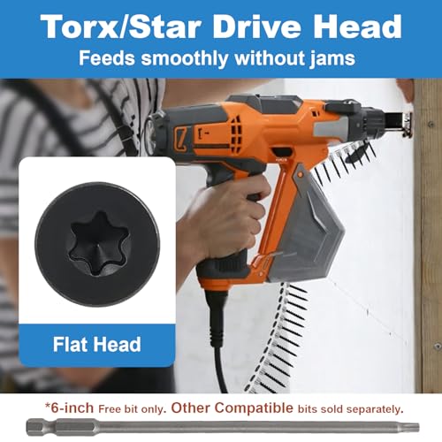 #6x1-1/4 Collated Drywall Screws, 1000PCS Wood Screws with Torx Drive #6x1-1/4"