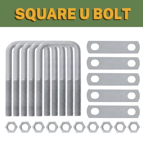 LIONMAX U Bolts 2 Inch Wide, 1/2" D x 2-1/16" W x 4-3/4"L, Galvanized, 5PCS 1/2x2-1/16x4-3/4 5