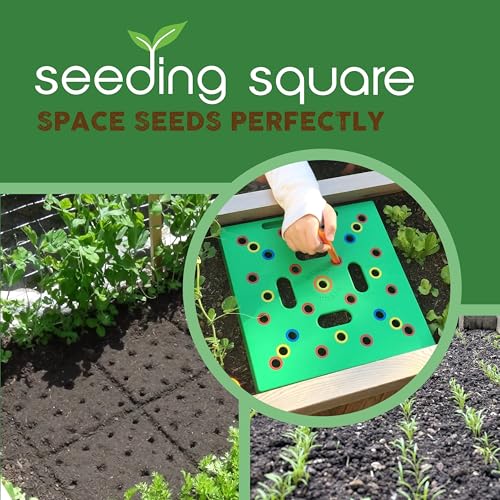 Seeding Circle + Seeding Square + Sneaky Weeder Bundle – Seed Spacing Templates for Containers & Raised Beds with Hand Weeding Tool