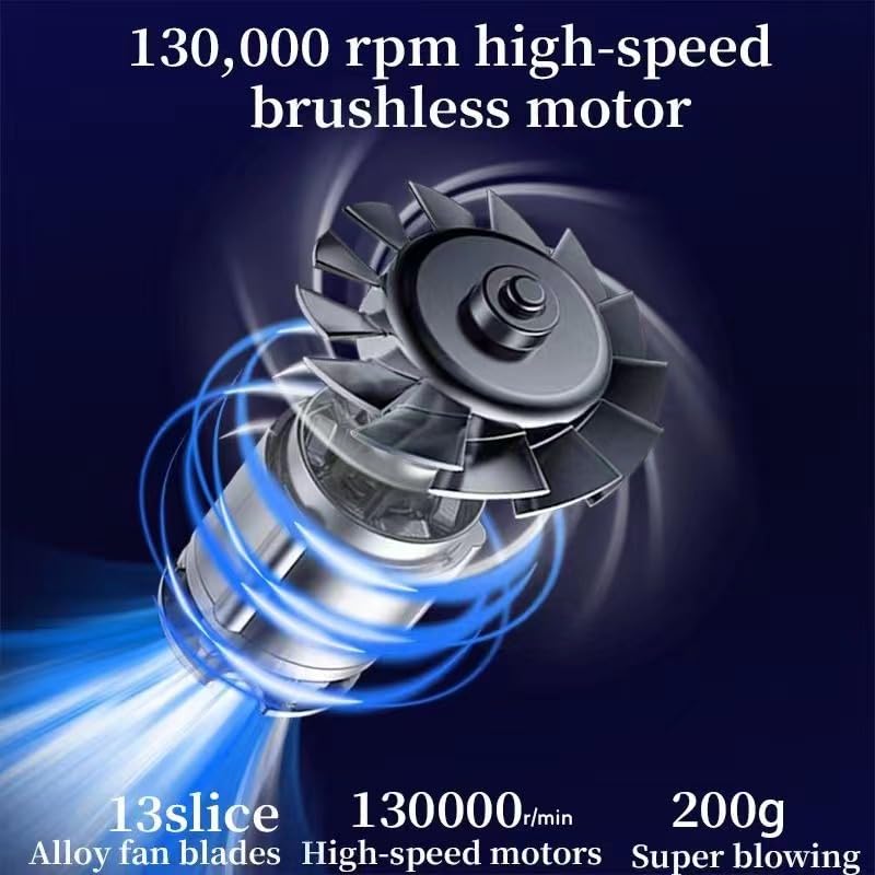 Multi Functional Fan Air Duster - Violent Fan Suitable for Cars, Houses, Computer Keyboards, and Outdoor use; 4-Speed Adjustable Wind Drying, dust Removal, air Blowing and Suction 130000RPM