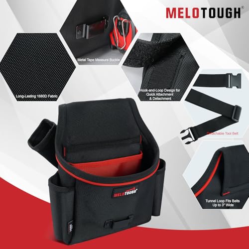 MELOTOUGH Tool Belt Suspenders Construction Work Suspenders with detachable phone holder, Tool Belt Pouches with Detachable Hammer Holster for Electrician, Carpenter, Construction