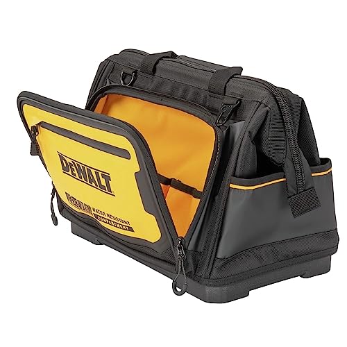DEWALT Tool Bag, Water Resistant, Hard Bottom, 16-inch, Professional Tool Tote (DWST560103) 16" Open Mouth Tool Bag