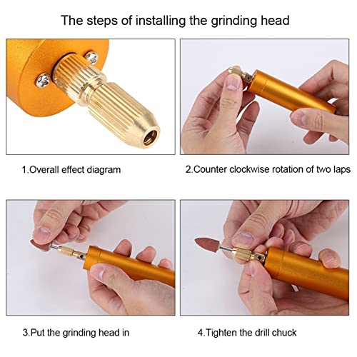 BORDSTRACT USB Mini Electric Drill Set, Aluminum Alloy DIY Grinding Polishing Engraving Machine, for Wood Plastic Acrylic Metal (180 Gold Edition Set 1) 180 Gold Edition Set 1