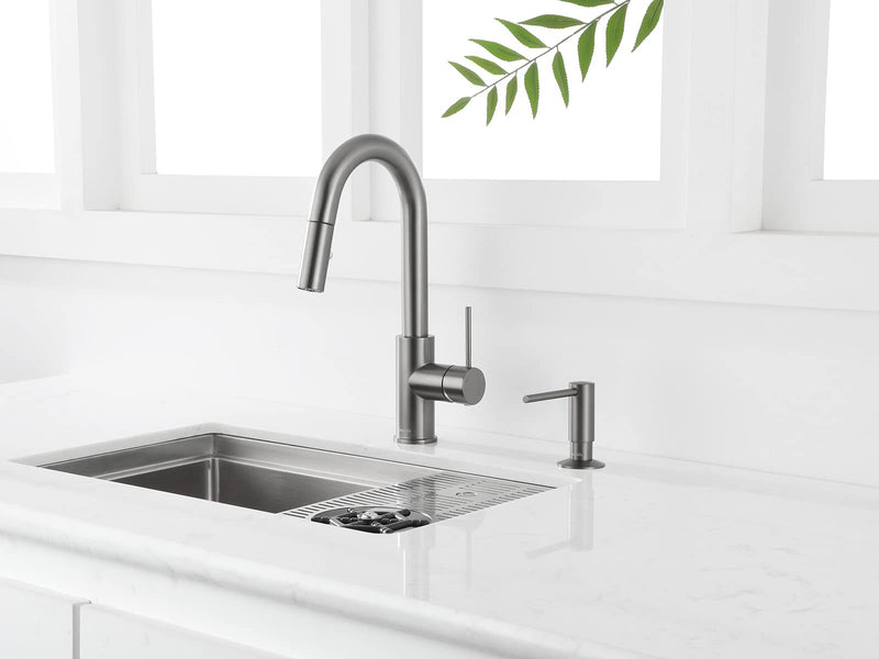 AguaStella ASF026GS Bulit in Dispenser Grey Stainless for Kitchen Sink with Soap Bottle Countertop Pump