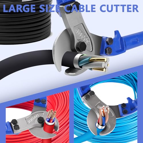 ZrgGea Cable Cutters 18 inch, Industrial-Grade Heavy-Duty Cable Cutter, Forged from T8 Alloy Steel, HRC56, Sharp Cutting. Suitable for Cutting Copper and Aluminum Core Cables, Blue