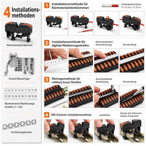 40pcs 0.08-4mm² PCT-211 DIN Rail Terminal Set for Terminal Blocks DIY Wiring of Switchgear and Distribution Boxes